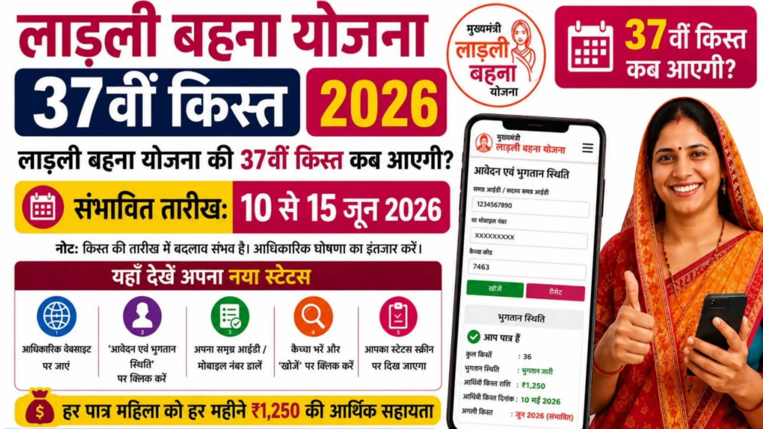 Ladli Behna Yojana 37th Installment Date 2026